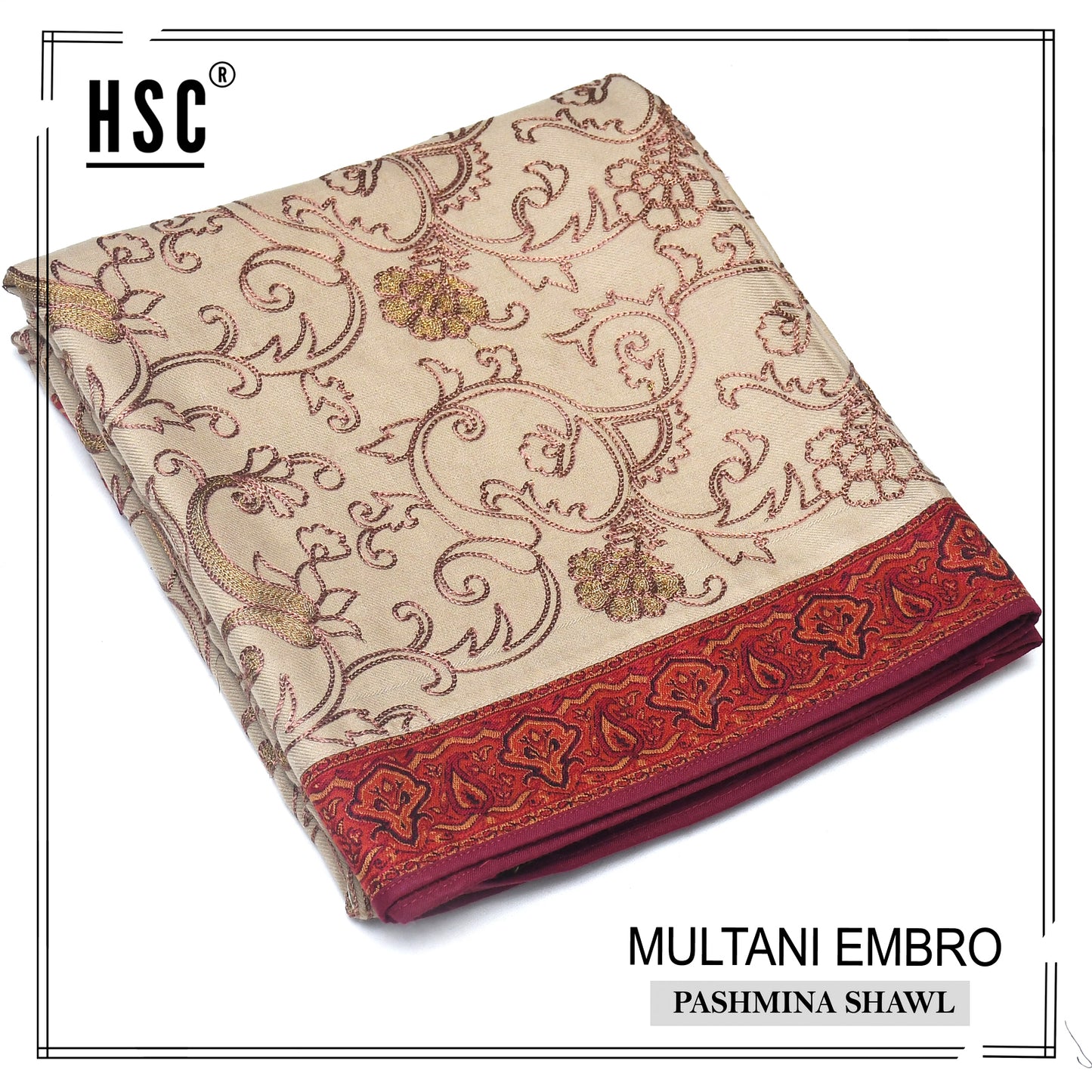 Multani Embro Pashmina Shawl For Ladies - MES8 Multani Pashmina Shawls