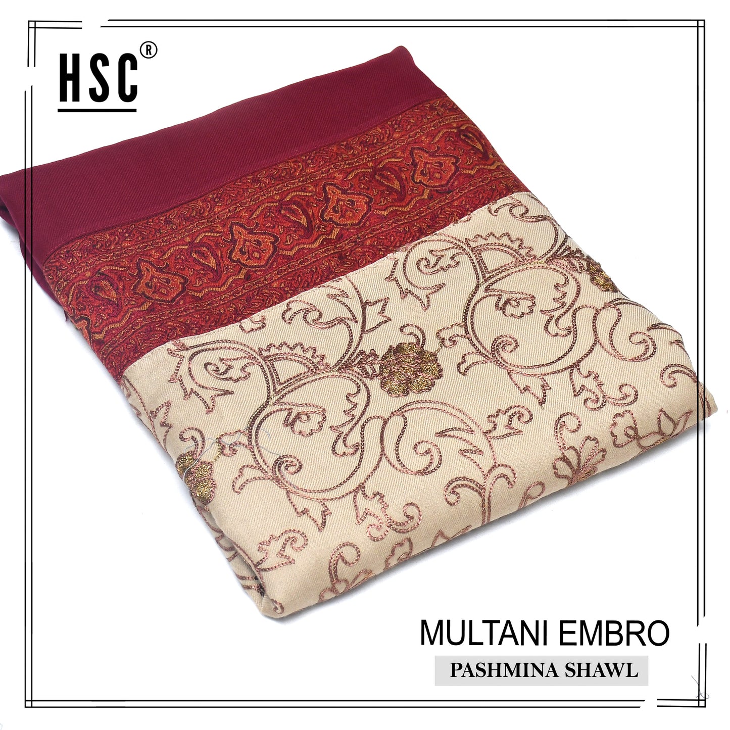 Multani Embro Pashmina Shawl For Ladies - MES8 Multani Pashmina Shawls
