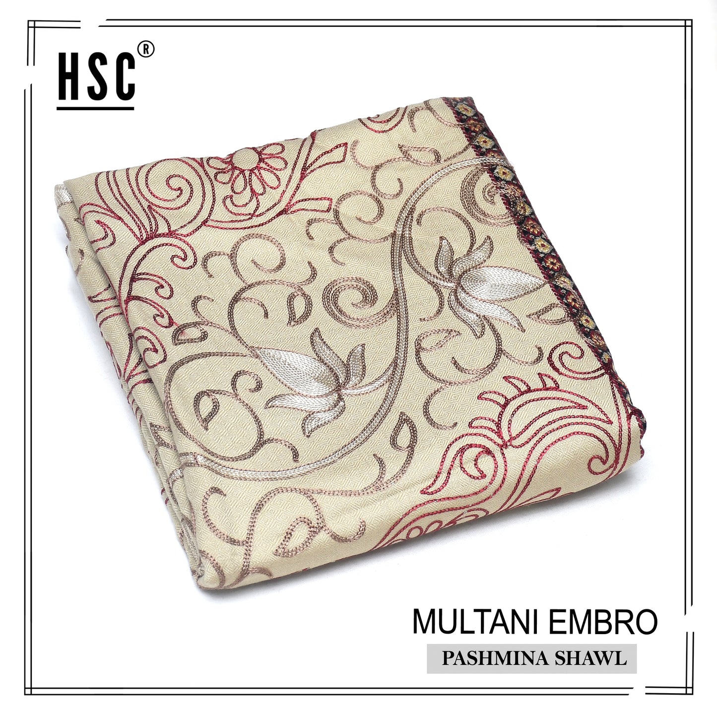 Multani Embro Pashmina Shawl For Ladies - MES4 Multani Pashmina Shawls