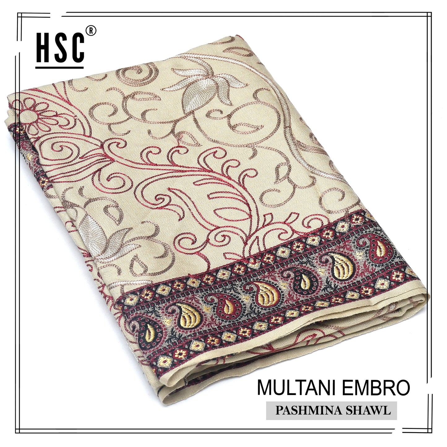 Multani Embro Pashmina Shawl For Ladies - MES4 Multani Pashmina Shawls