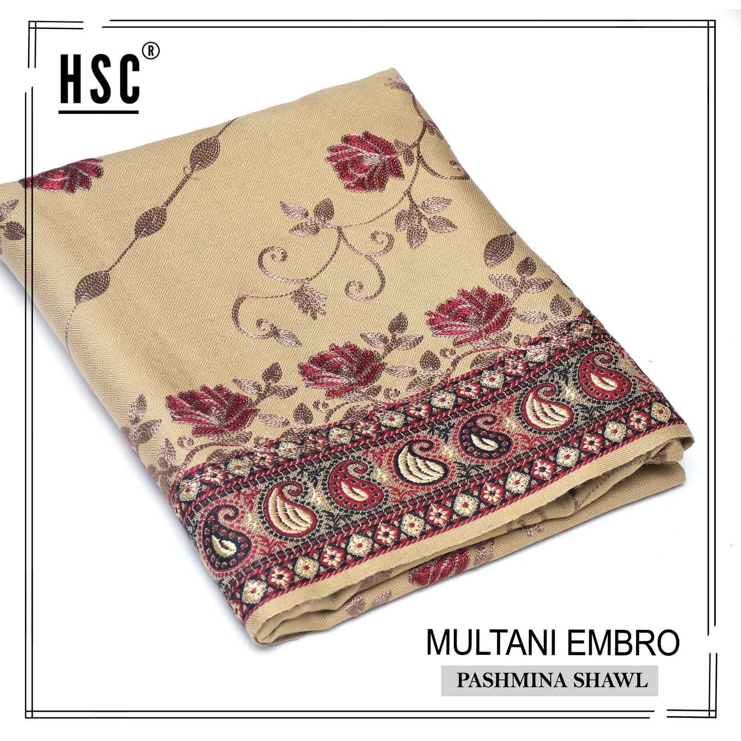 Multani Embro Pashmina Shawl For Ladies - MES5
