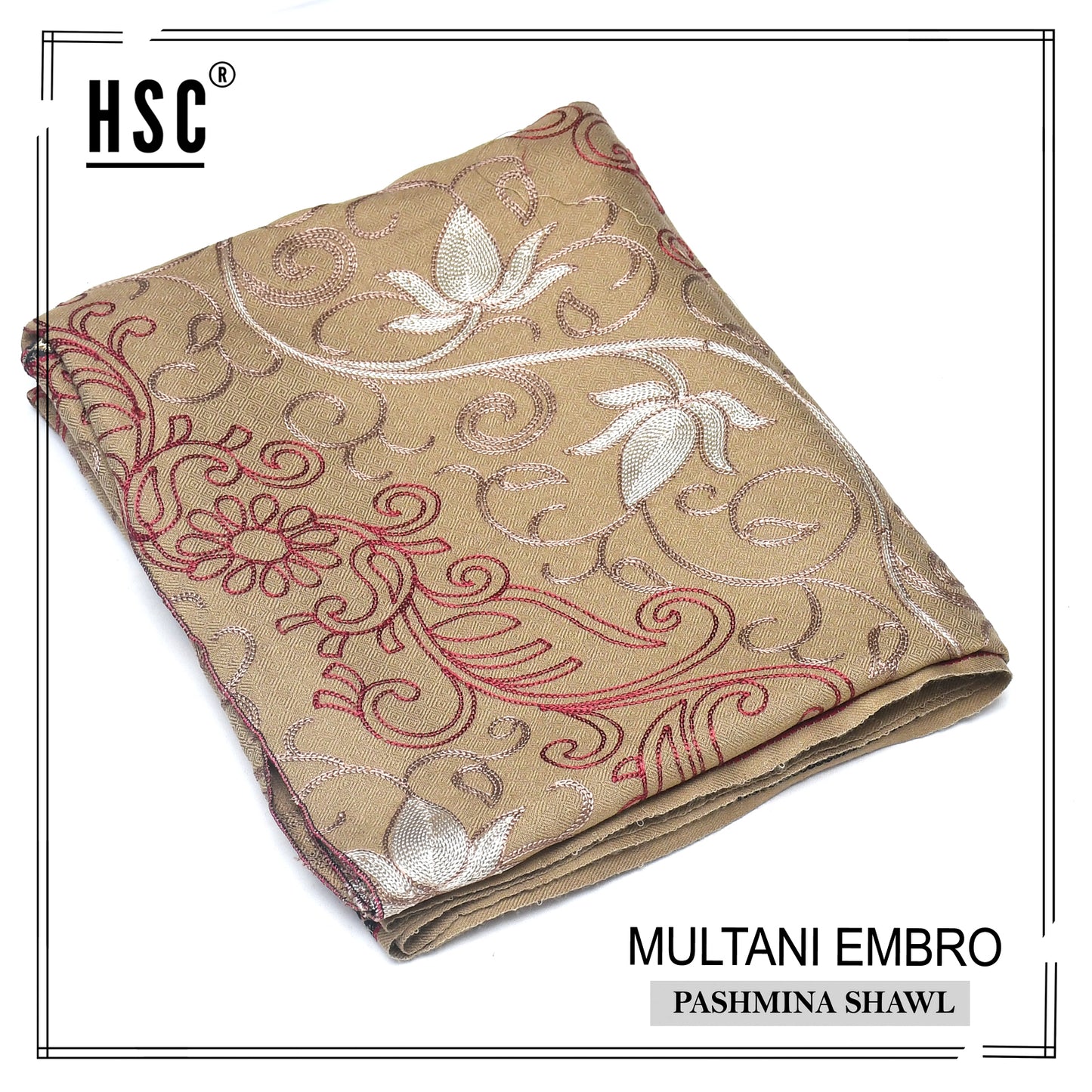 Multani Embro Pashmina Shawl For Ladies - MES7 Multani Pashmina Shawls