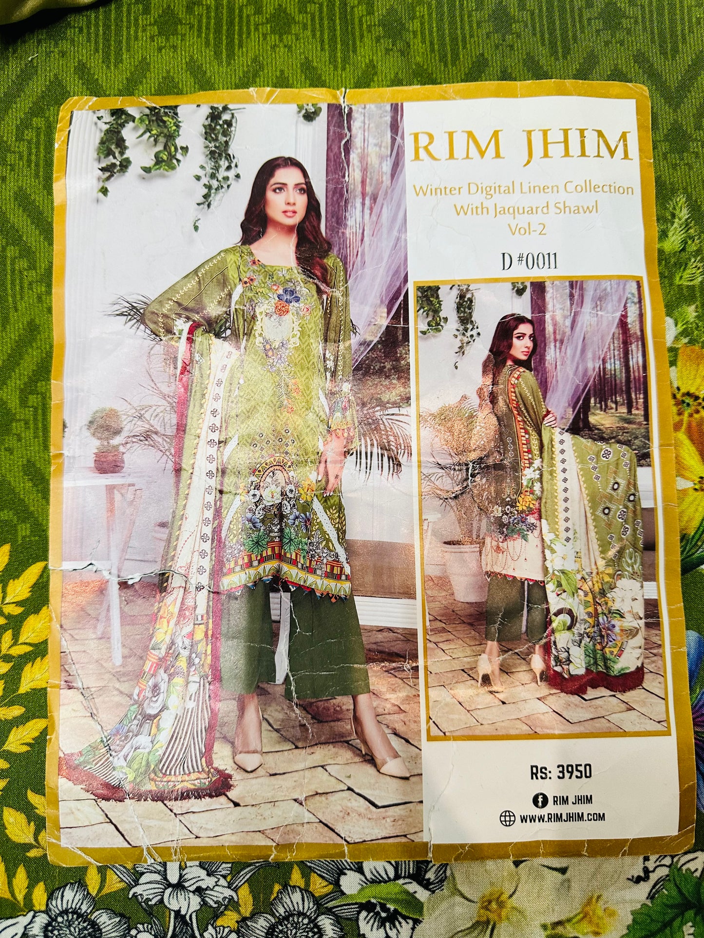 Rim Jim Twill Linen Embro Suit For Ladies with Jaquard Dupatta - RJTL1 HSC