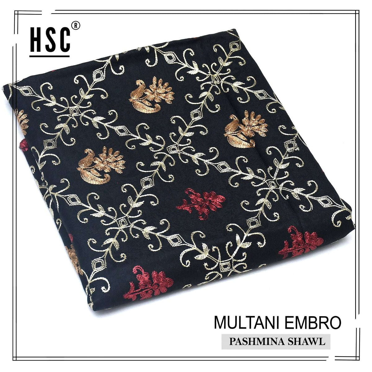 Multani Embro Pashmina Shawl For Ladies - MES10 Multani Pashmina Shawls