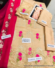 Load image into Gallery viewer, AKR Embro Staple Un-stitched Suit For Ladies With Bamber Embro Dupatta
