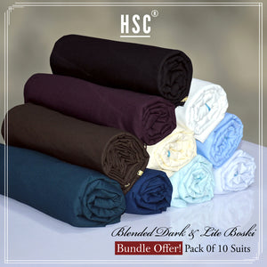 Pack Of 10 Suits Premium Blended Dark & Lite Boski HSC