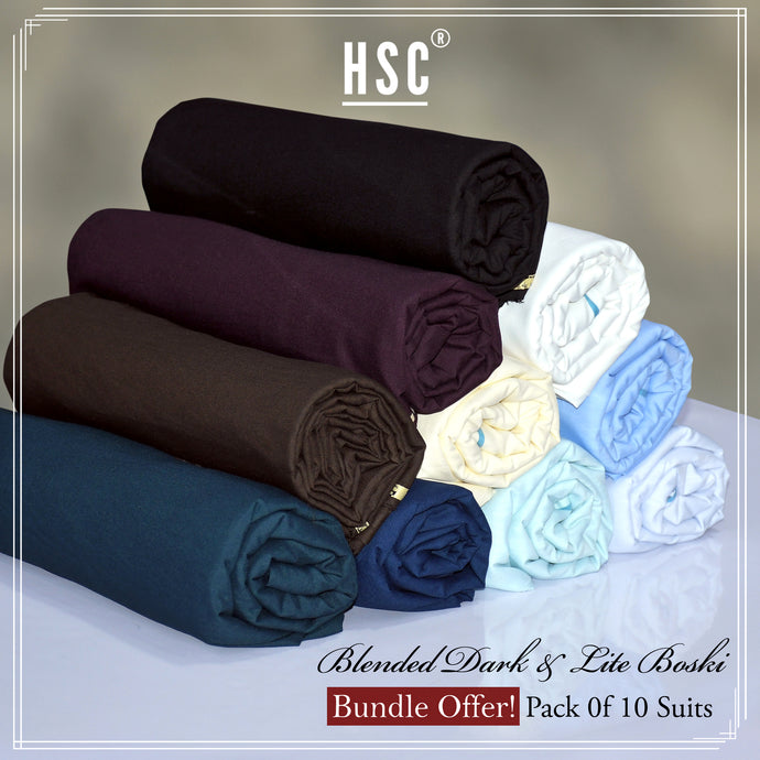 Pack Of 10 Suits Premium Blended Dark & Lite Boski HSC