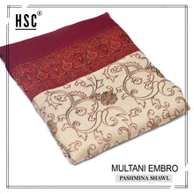 Load image into Gallery viewer, Multani Embro Pashmina Shawl For Ladies - MES8 Multani Pashmina Shawls
