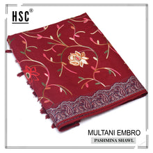 Load image into Gallery viewer, Multani Embro Pashmina Shawl For Ladies - MES2 Multani Pashmina Shawls
