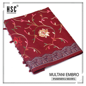 Multani Embro Pashmina Shawl For Ladies - MES2 Multani Pashmina Shawls