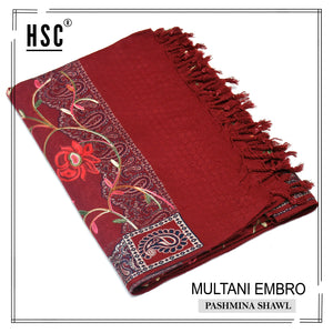 Multani Embro Pashmina Shawl For Ladies - MES2 Multani Pashmina Shawls
