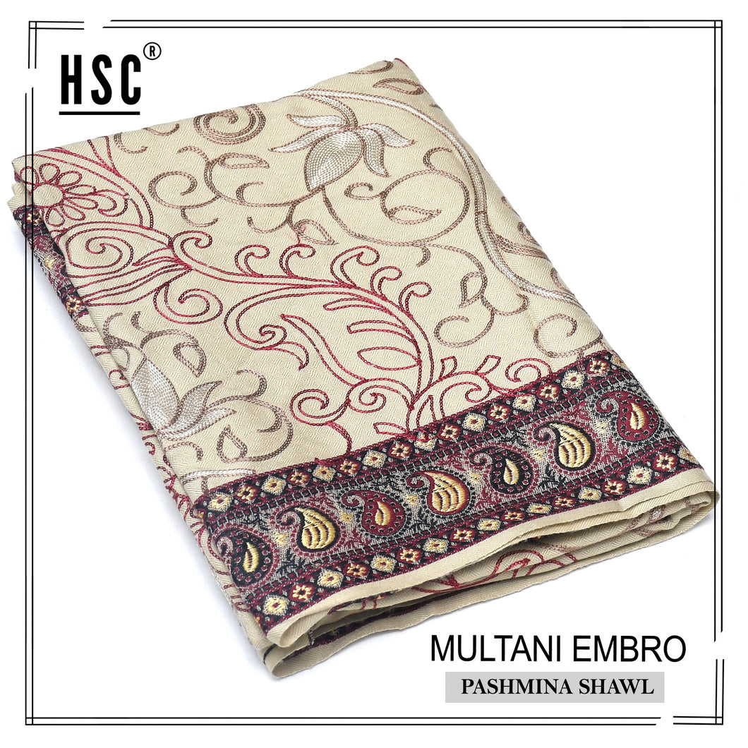 Multani Embro Pashmina Shawl For Ladies - MES4 Multani Pashmina Shawls