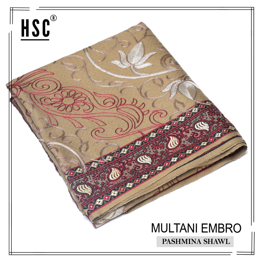 Multani Embro Pashmina Shawl For Ladies - MES7 Multani Pashmina Shawls