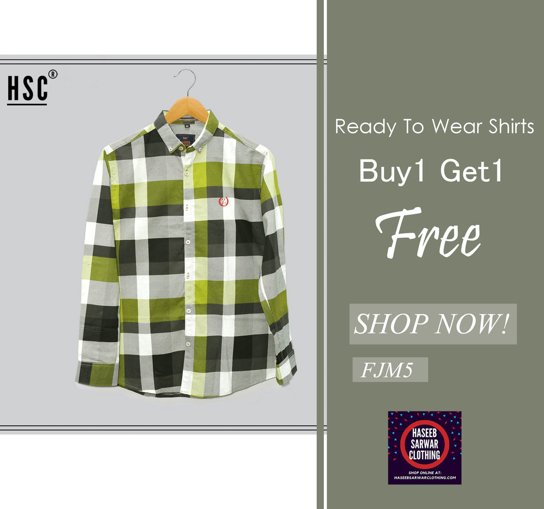 Checks Self Jaquard RTW Casual Shirt For Men - FJM5