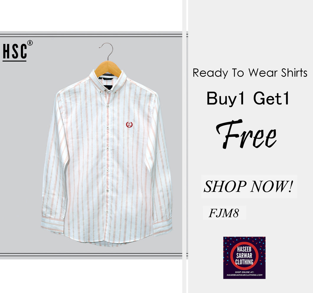Stripes Cotton RTW Casual Shirt For Men - FJM8