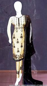 Elegant Embro Viscose 3pcs Suit For Ladies - EEV1